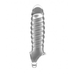 Прозрачная ребристая насадка Stretchy Penis Extension No.32, фото 