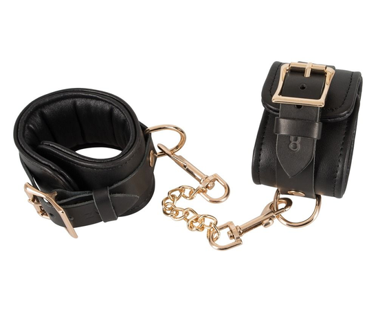 Черные наручники Leather Handcuffs на карабинах, фото 