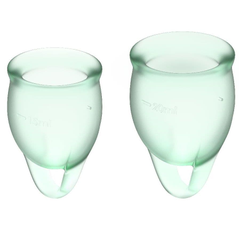Набор менструальных чаш Satisfyer Feel confident Menstrual Cup, Цвет: зеленый, фото 