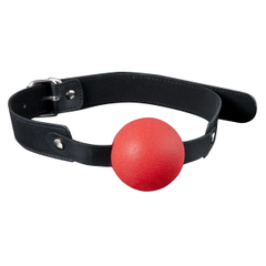 Красный силиконовый кляп-шар с ремешками из полиуретана Solid Silicone Ball Gag, фото 