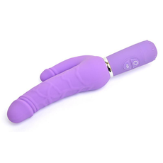 Фиолетовый вибратор Levina Double Penis - 21,5 см., фото 
