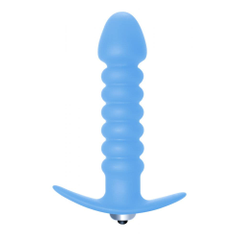 Анальная пробка с вибрацией Lola Toys Twisted Anal Plug - 13 см., Цвет: нежно-голубой, фото 