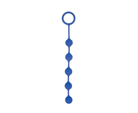 Синяя анальная цепочка с кольцом-ограничителем - 23 см., фото 
