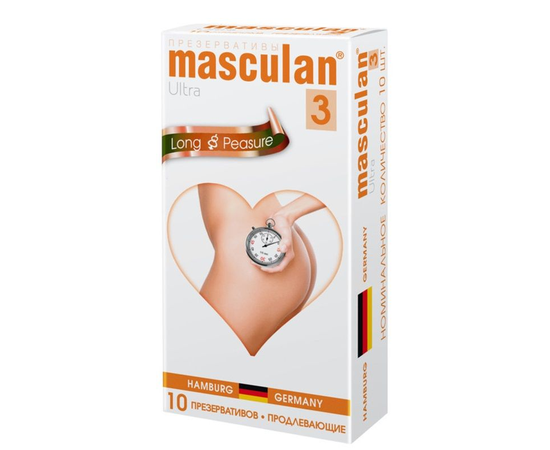 Презервативы Masculan Ultra 3 Long Pleasure с продлевающим эффектом - 10 шт., фото 